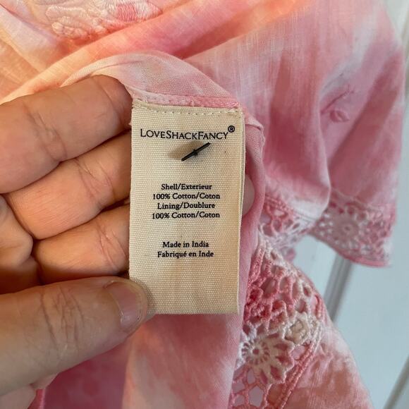 LoveShackFancy Divine Bloom Embroidery Mini Dress  in Pink Tye Dye Size 10 - Picture 9 of 15